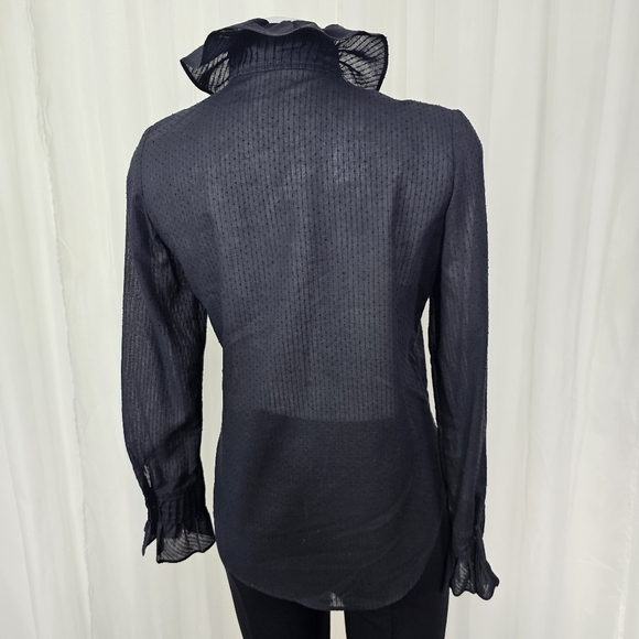 Vintage Bill Atkinson Glen of Michigan black swiss dot ruffled button down 10 - Picture 6 of 7